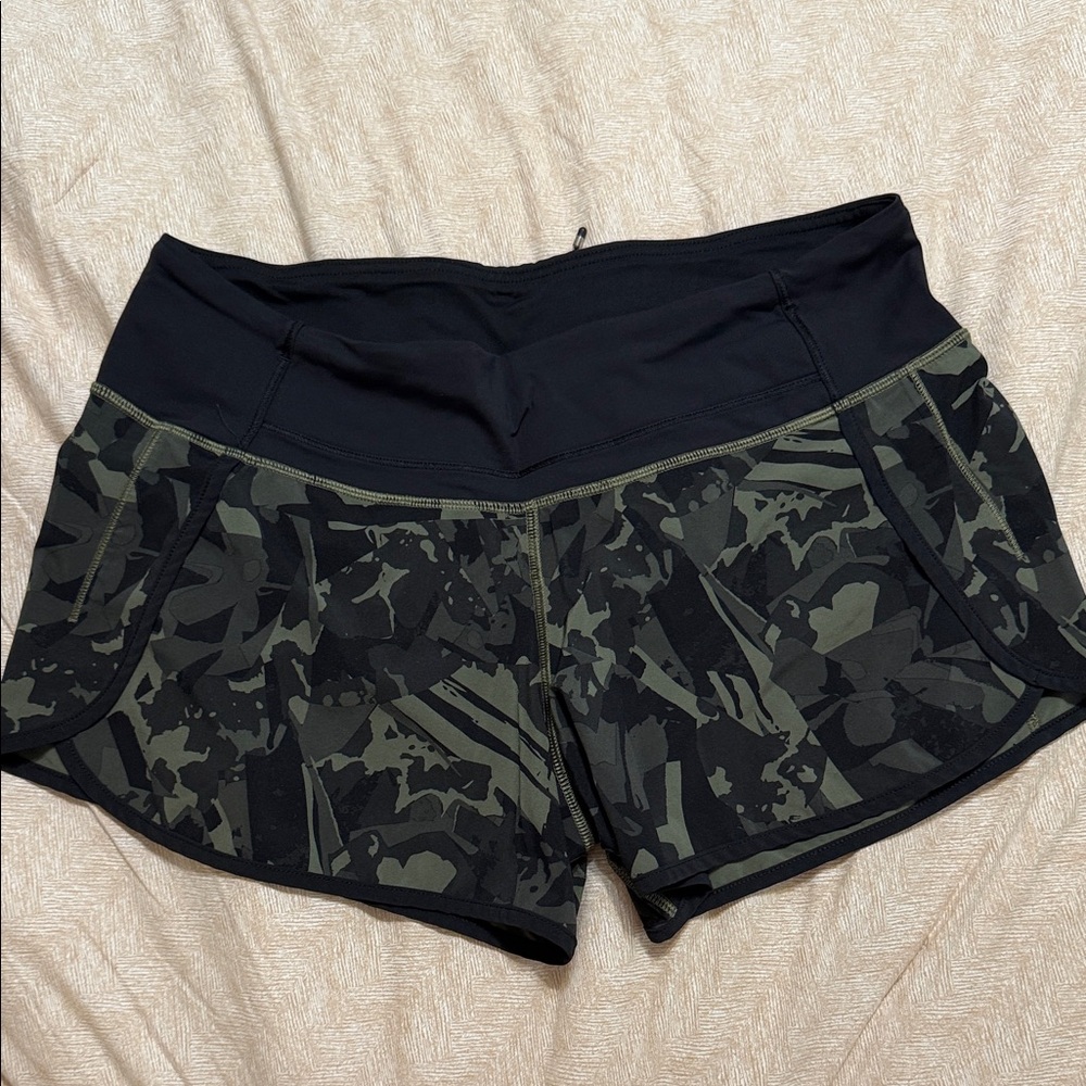 lululemon athletica Black and Green Athletic Shorts